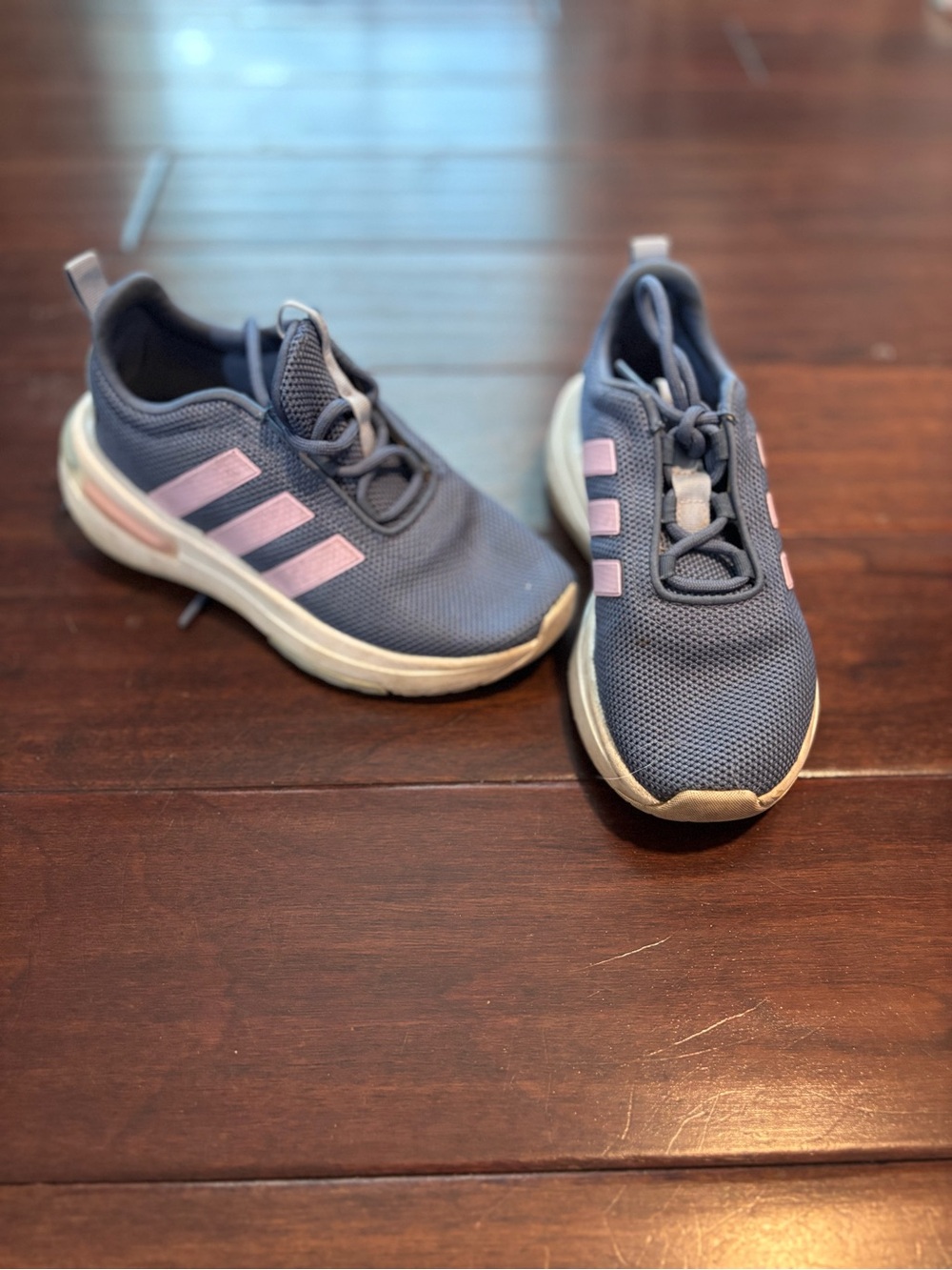 adidas Kids Sneakers in Blue with Pink Stripes